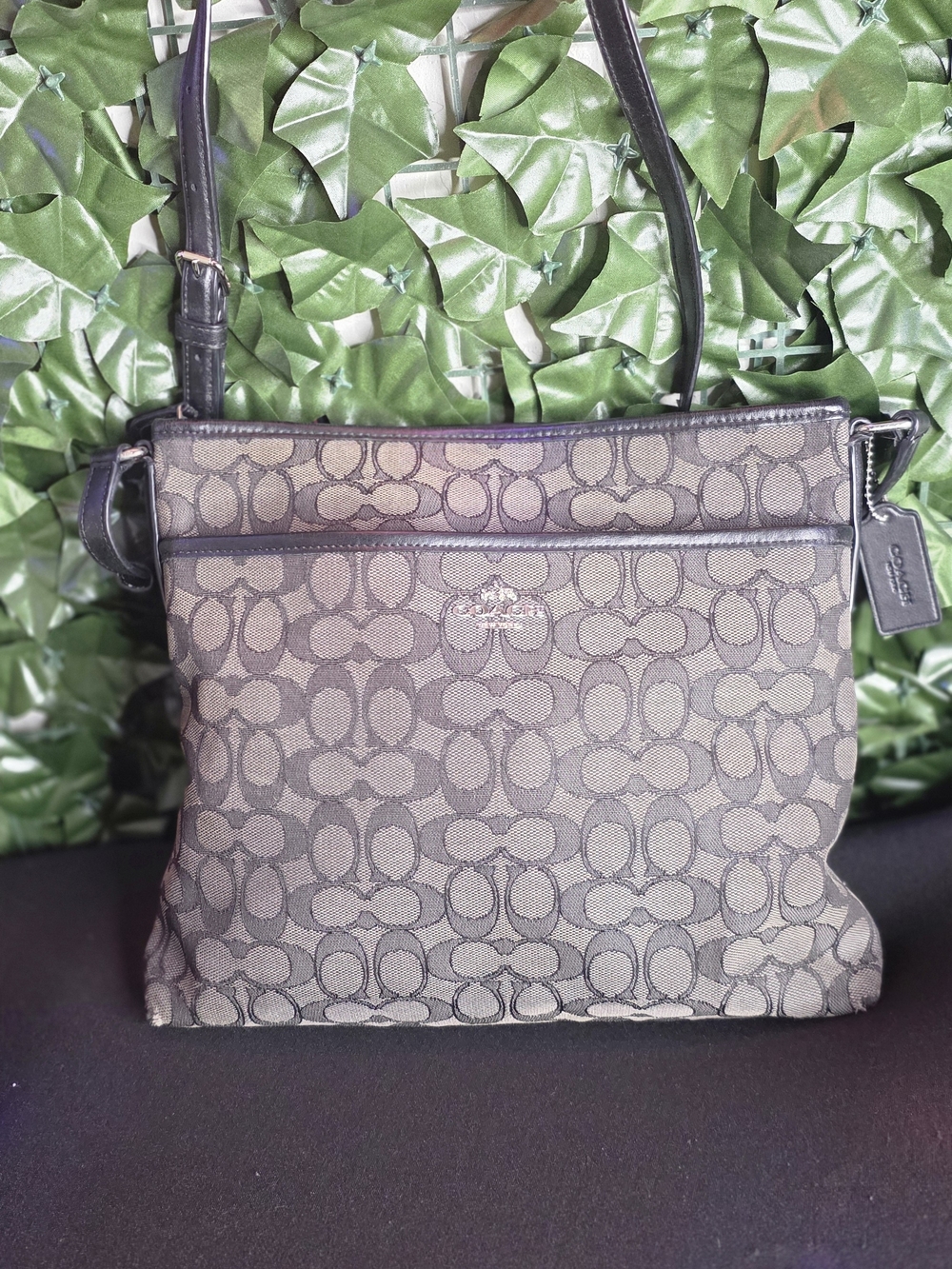 Coach Khaki/Black Signature Crossbody Bag